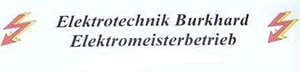 Logo for Elektrotechnik Burkhard Elektromeisterbetrieb, a master electrical contractor, flanked by two lightning bolt icons.
